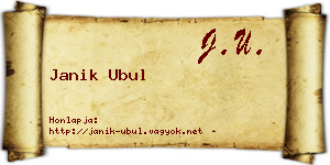 Janik Ubul névjegykártya